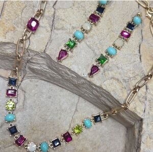 Authentic R J Graziano Multi color Crystal necklace and earrings set
